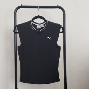 Puma Black Sleeveless Shirt with White Accents.